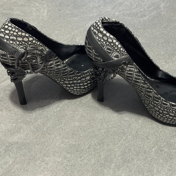 Chic ROCAWEAR Gray Croc-Embossed Heels – Women’s Size 8 – New w/ Partial Tags - Picture 2 of 11